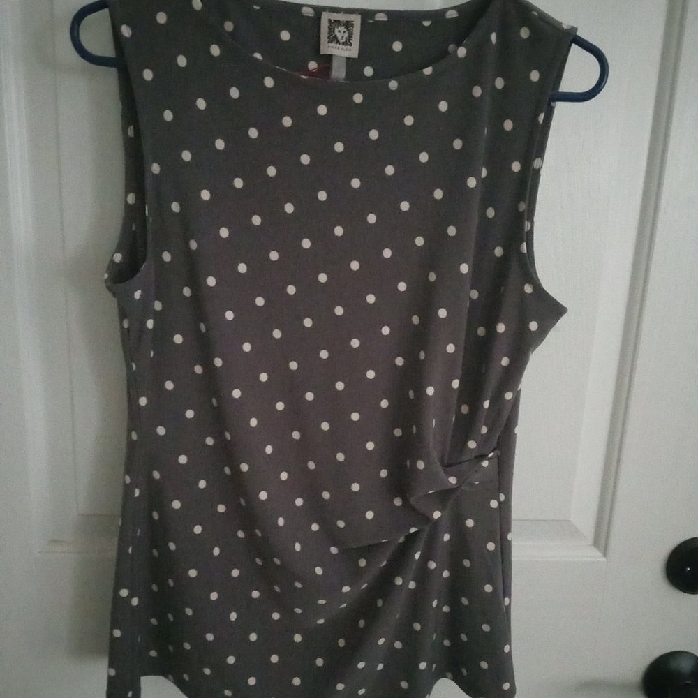 Ann Klein Tank Style Wrap Blouse NWT Polka Dot